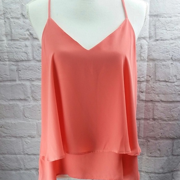 Coral. Size M. Razor back spaghetti strap top - Picture 3 of 5